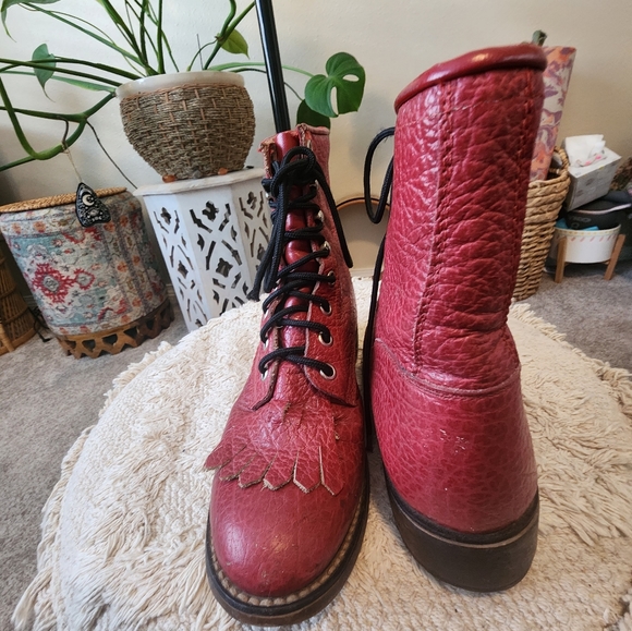 Handmade in Mexico RED Ranch style ankle boots - Picture 7 of 8